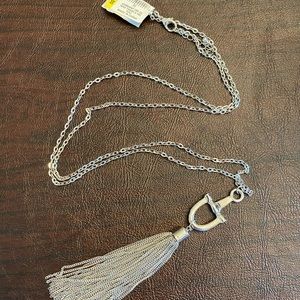 Silver Long Necklace with tassel NEW